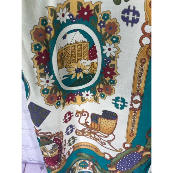 Vintage Daniel Duval Paris Multicolor Christmas Womens Blouse - Picture 9 of 10